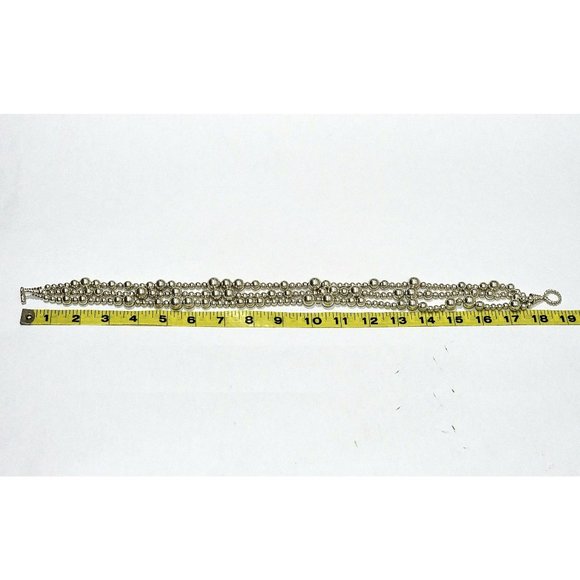 Tiffany & Co. Sterling Silver Triple Torsade Necklace 3-Strand Bead Ball Toggle - Picture 7 of 8
